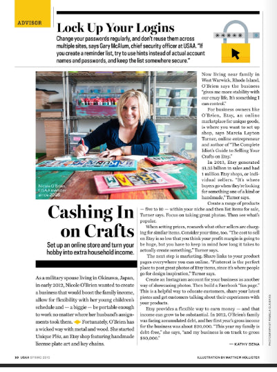 We were featured in the spring 2015 edition of USAA Magazine