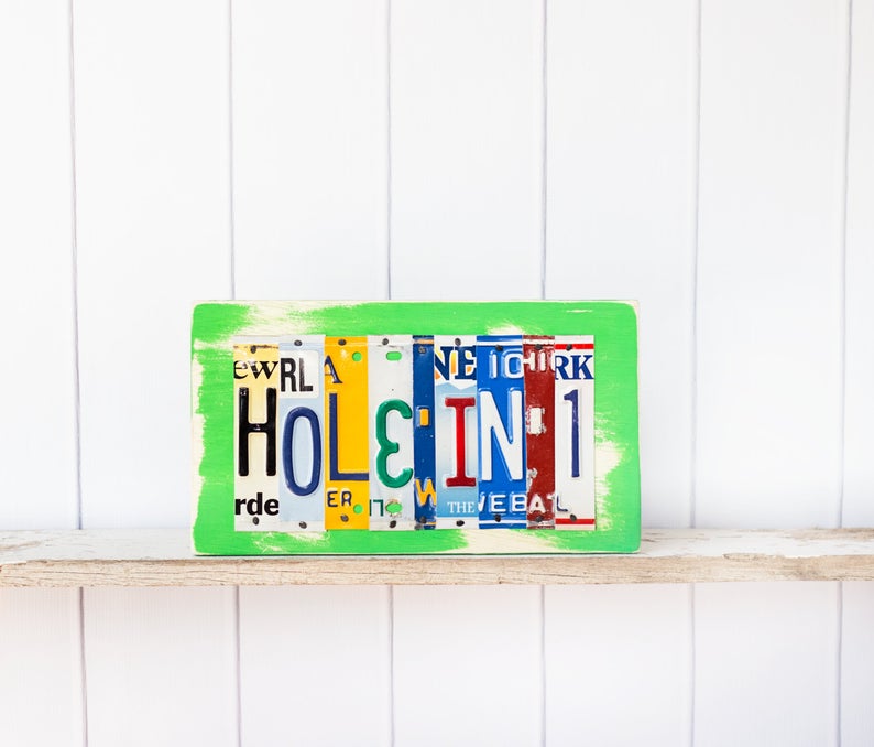 HOLE IN 1 by Unique Pl8z  Recycled License Plate Art - Unique Pl8z