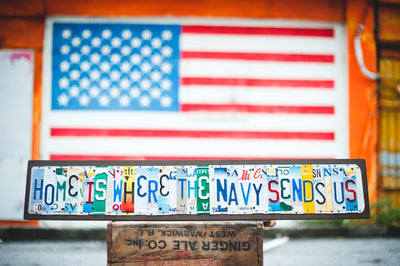 HOME IS WHERE THE NAVY SENDS US by Unique Pl8z  Recycled License Plate Art - Unique Pl8z