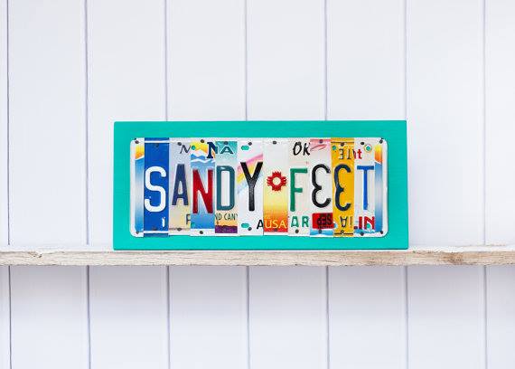 SANDY FEET by Unique PL8z Recycled License Plate Art - Unique Pl8z