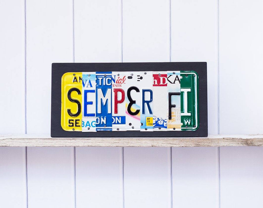 SEMPER FI by Unique Pl8z Recycled License Plate Art - Unique Pl8z