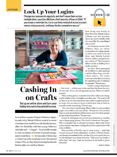 We were featured in the spring 2015 edition of USAA Magazine