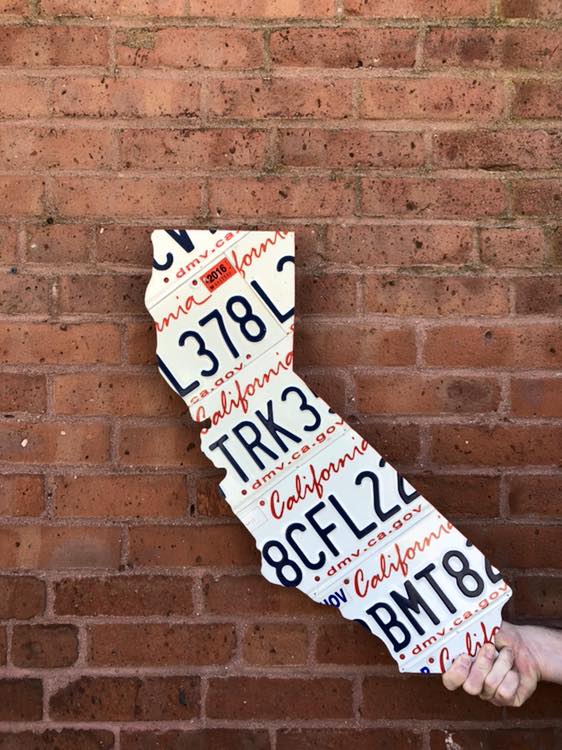 CUSTOM LARGE STATE SHAPE  Recycled License Plate Art - Unique Pl8z