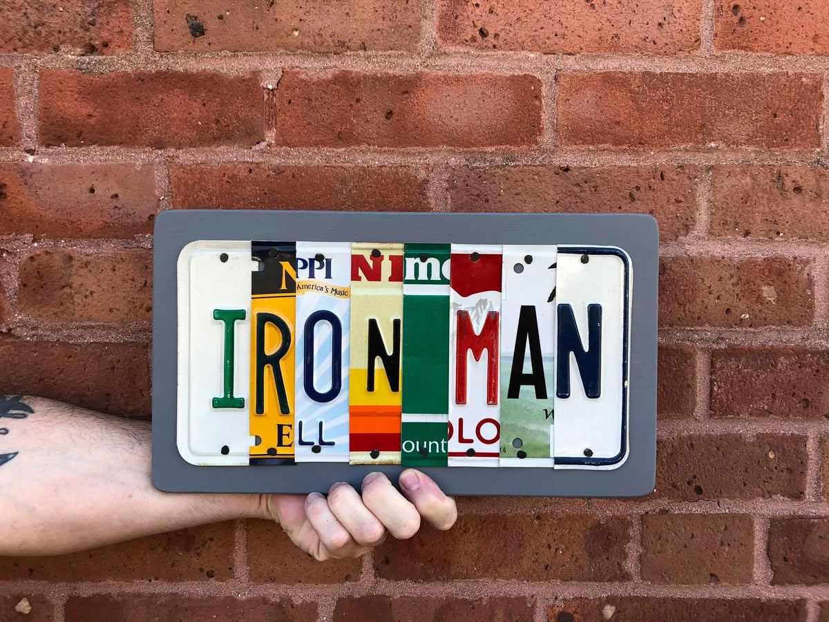 IRONMAN by Unique Pl8z  Recycled License Plate Art - Unique Pl8z