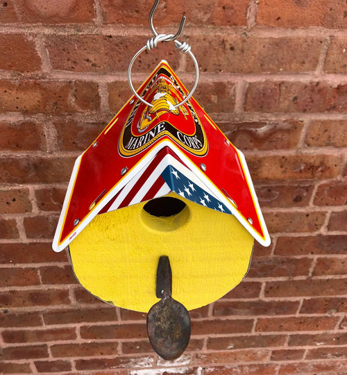 MARINE CORPS birdhouse  Recycled License Plate Art - Unique Pl8z