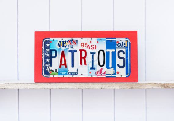 PATRIOTS by Unique Pl8z  Recycled License Plate Art - Unique Pl8z