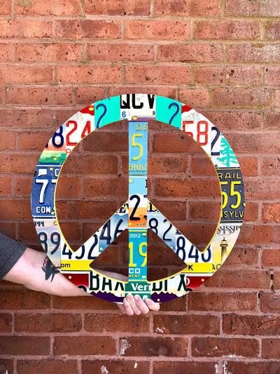 PEACE SIGN - large  Recycled License Plate Art - Unique Pl8z