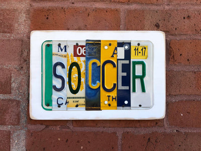 SOCCER by Unique Pl8z  Recycled License Plate Art - Unique Pl8z