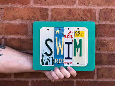 SWIM by Unique Pl8z  Recycled License Plate Art - Unique Pl8z