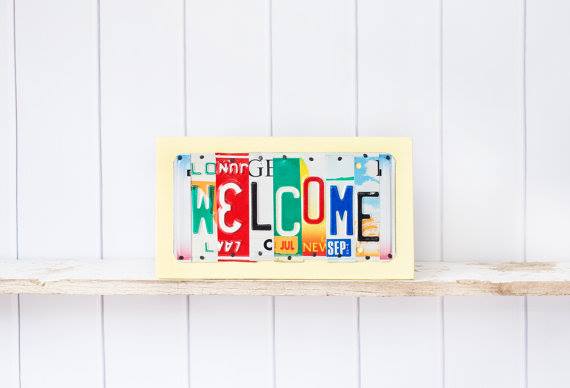 WELCOME by Unique Pl8z  Recycled License Plate Art - Unique Pl8z