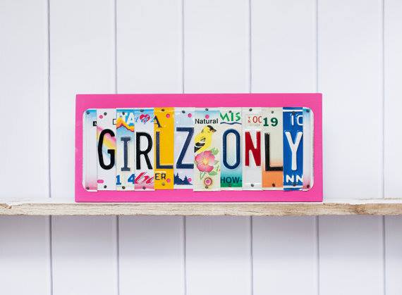 GIRLZ ONLY by Unique Pl8z  Recycled License Plate Art - Unique Pl8z