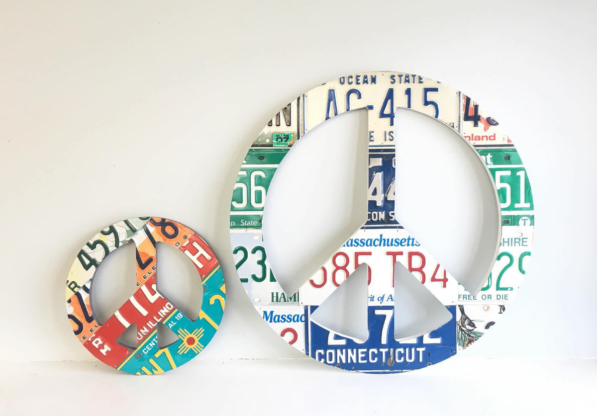 PEACE SIGN - small  Recycled License Plate Art - Unique Pl8z