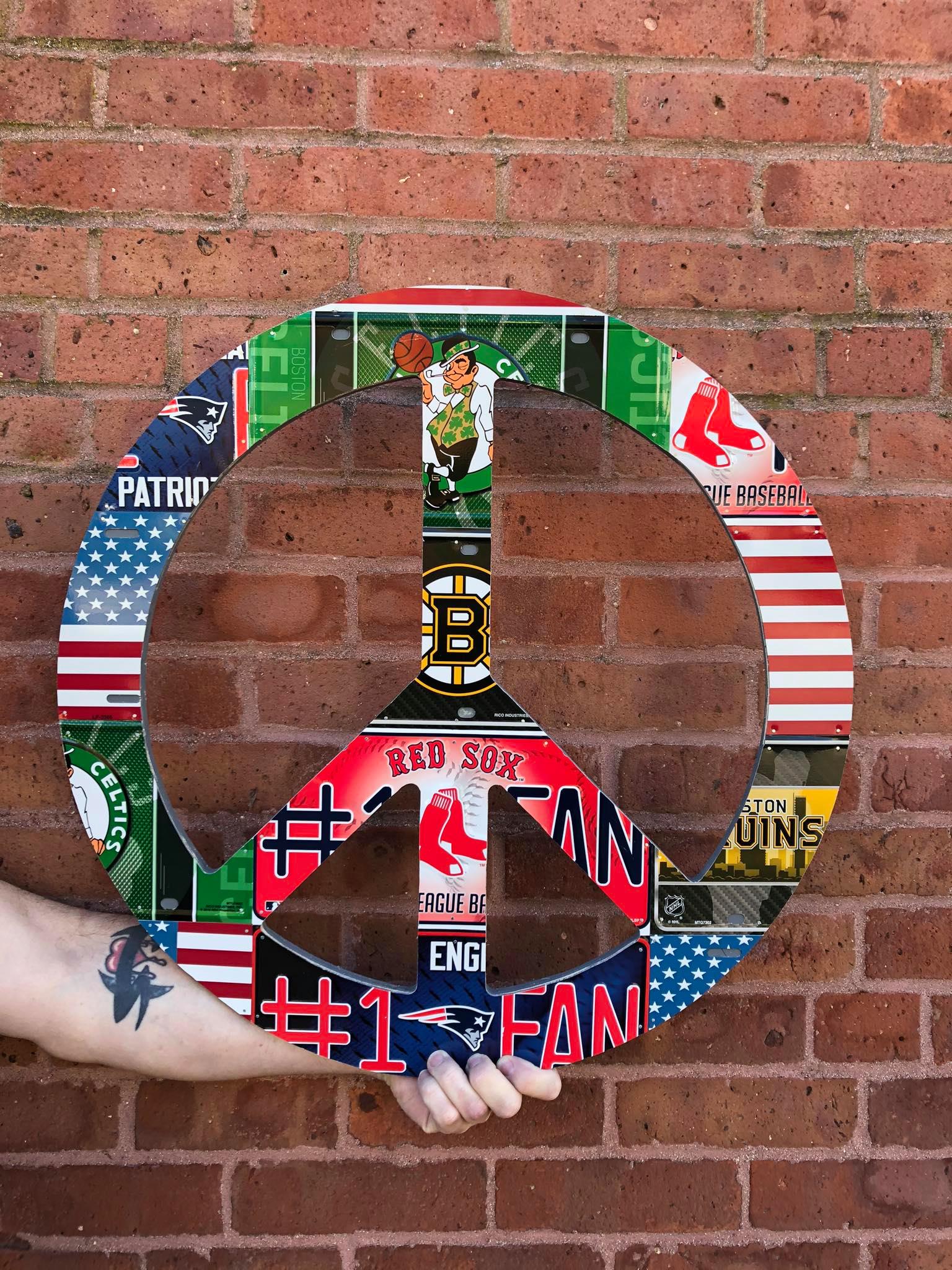 PEACE SIGN - large  Recycled License Plate Art - Unique Pl8z
