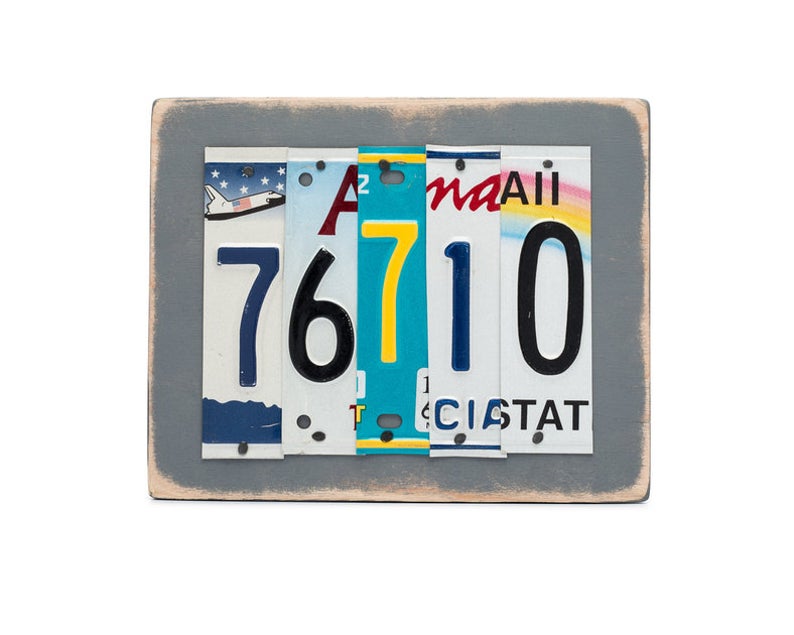 ZIP CODE - you choose the numbers  Recycled License Plate Art - Unique Pl8z